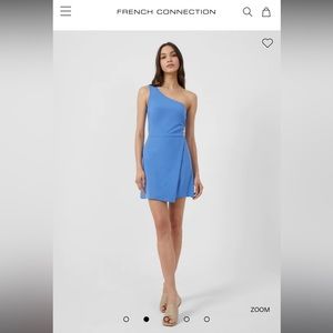 NWT Blue French Connection Whisper One Shoulder Envelope Dress; Size 0